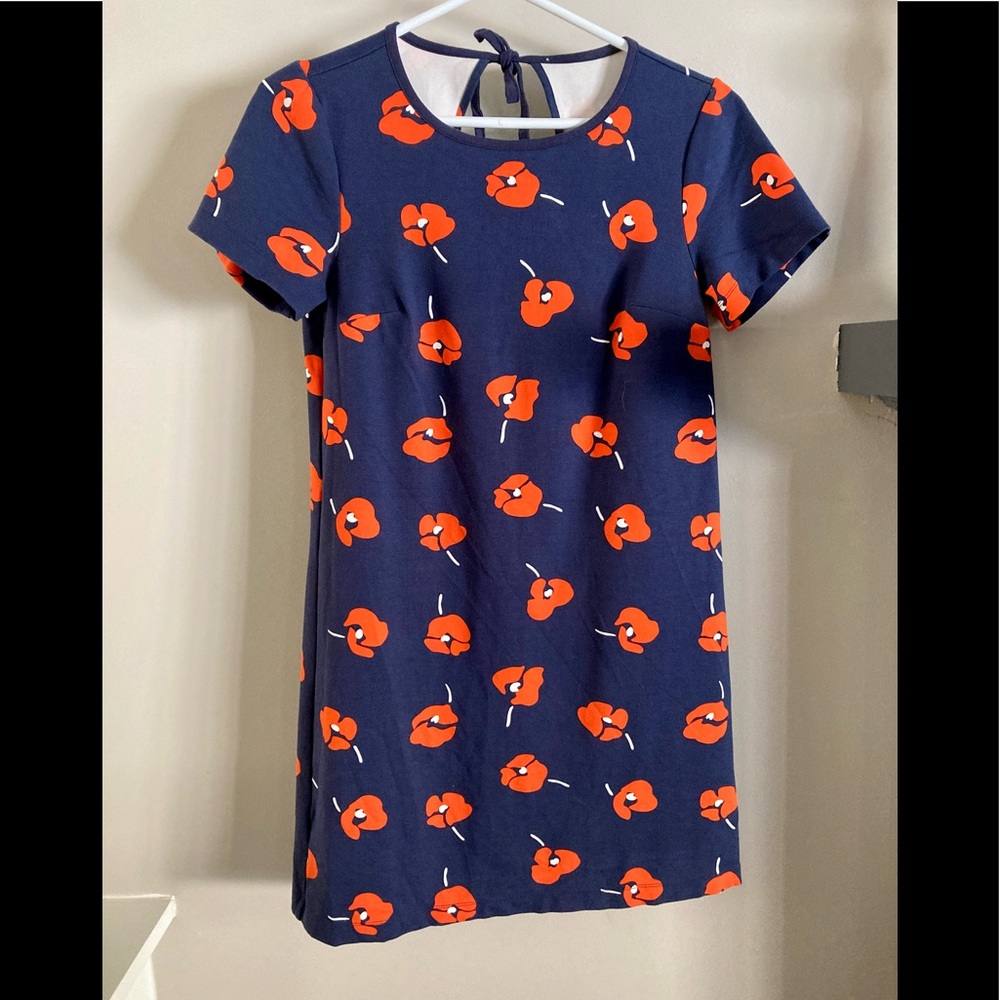 Draper James Navy Mini Dress with Orange Floral Print